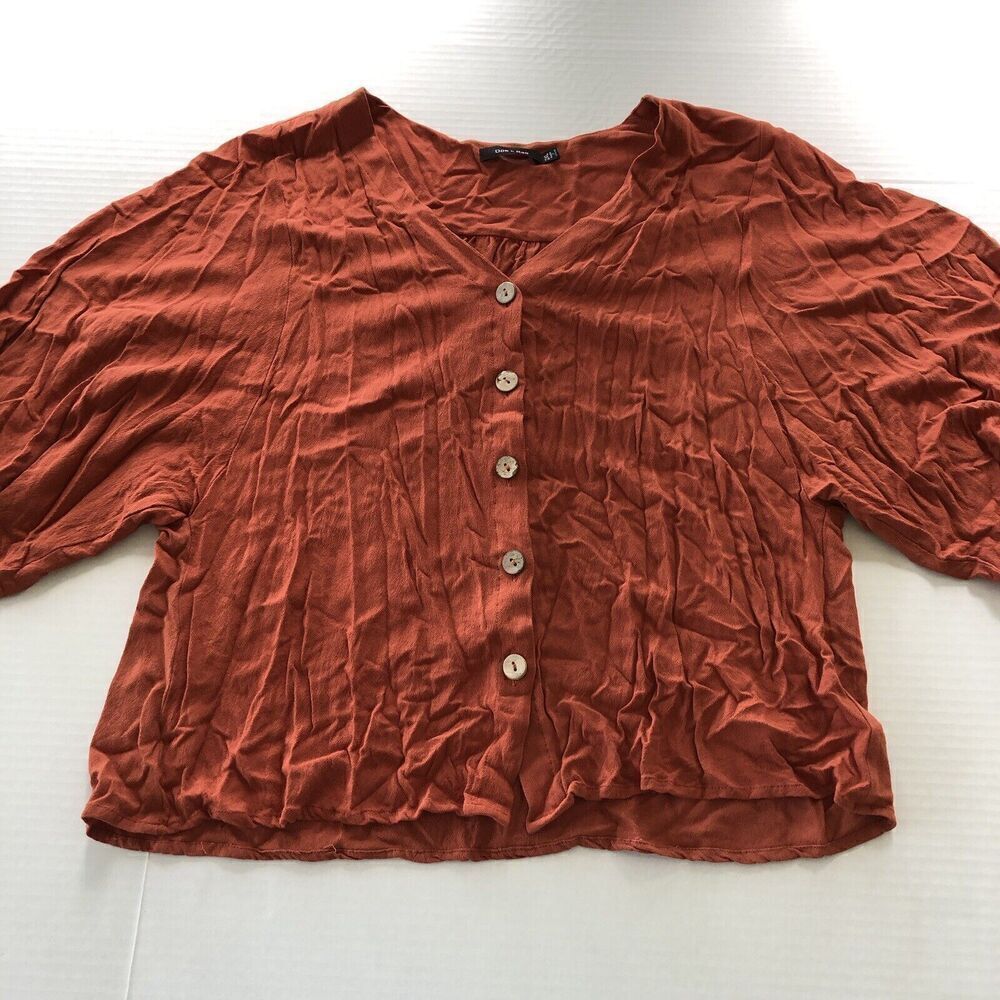 Doe & Rae Orange Button Front Top Women’s 2X A3088